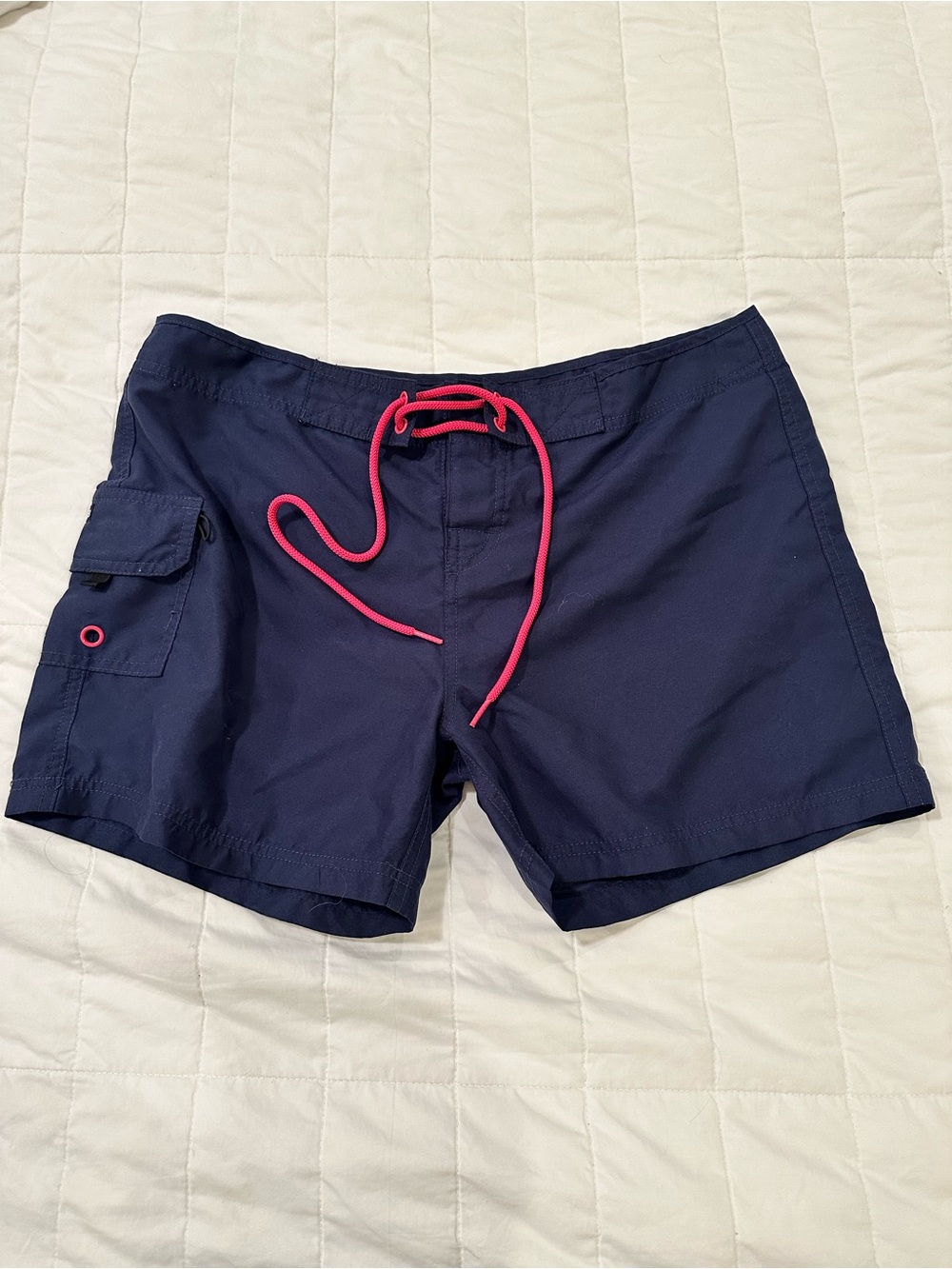 Tesla Navy Swim Shorts with Hot Pink Drawcord
